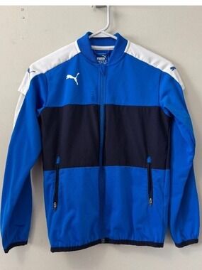 Puma Kids  Track Jacket in Blue, Black, and White large